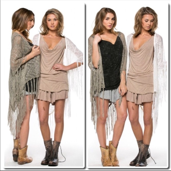 Pol Square Neck Crochet Batwing Cardigan - Picture 4 of 8